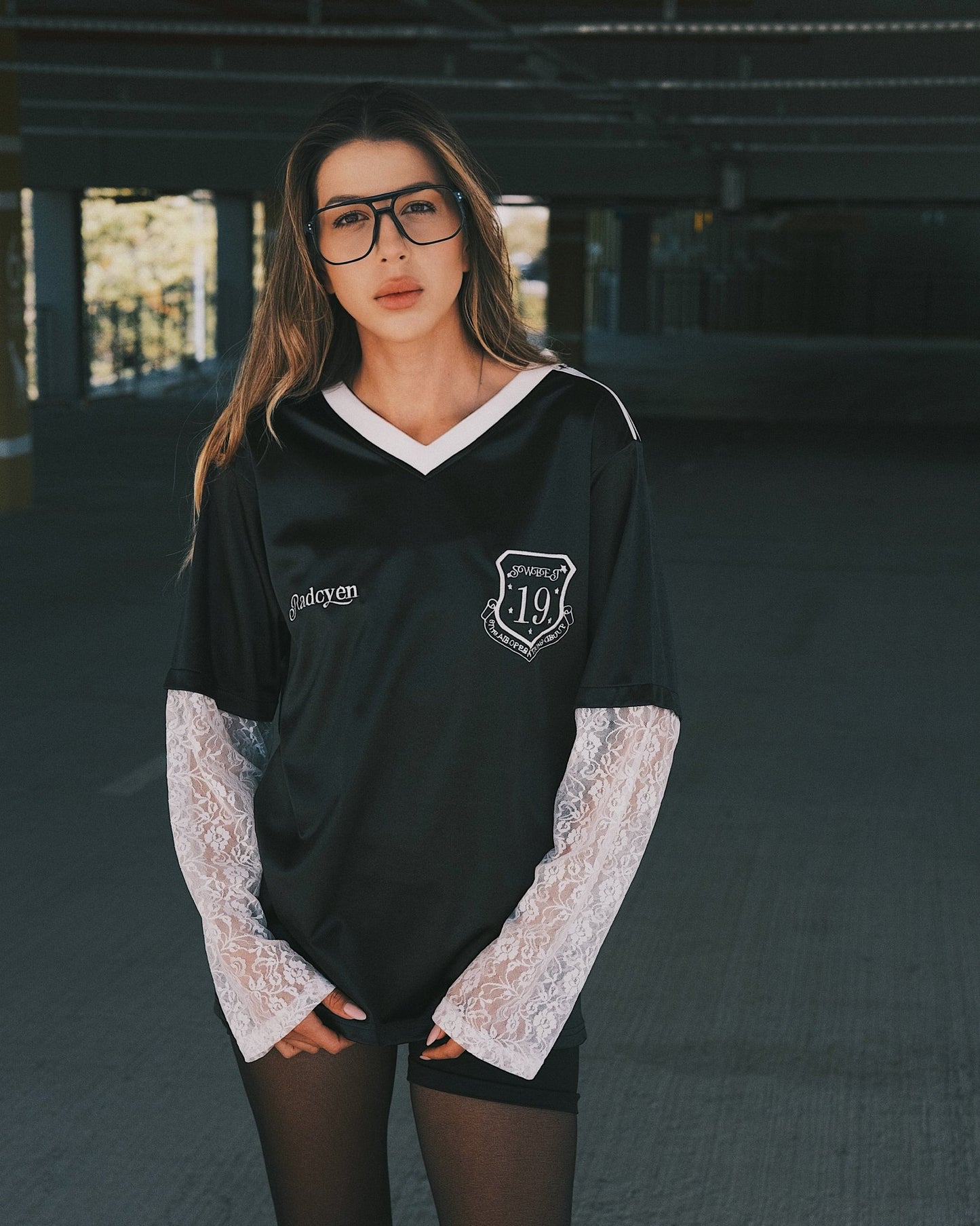 T-shirt Спортивна атласна футболка з мереживними рукавами S Black - Tsupkyi (Цупкий) Taton.shop