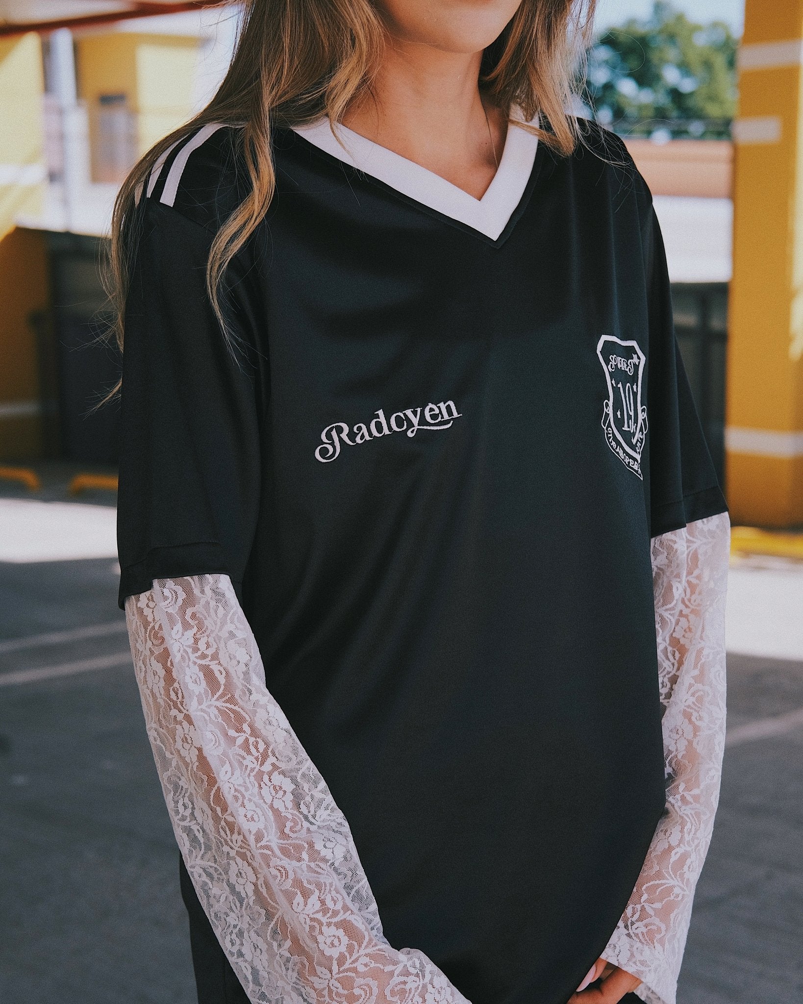 T-shirt Спортивна атласна футболка з мереживними рукавами S Black - Tsupkyi (Цупкий) Taton.shop