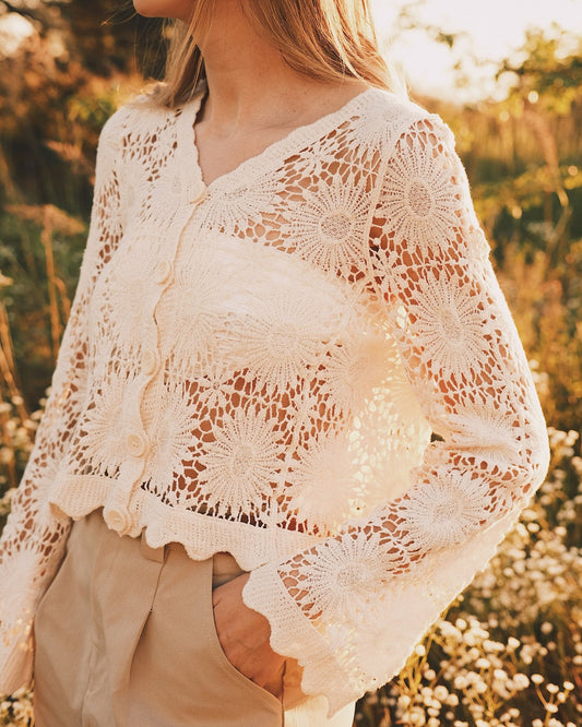 Tops Ажурний бежевий кардиган - Tsupkyi (Цупкий) Taton.shop