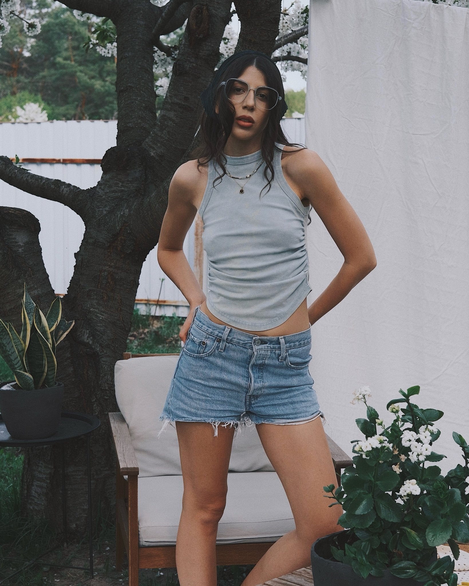 Tops Premium Wash Tank Taton.shop | жіноча майка - топ 235 г/м², 89 % бавовна | беж, чорна, шавлієвий | S - L S Blue - Tsupkyi (Цупкий) Taton.shop