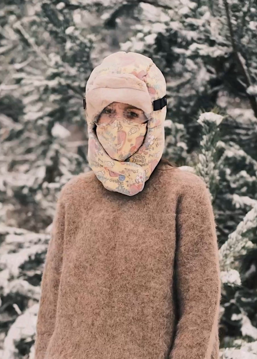 Шапка Жіноча лижна шапка з маскою 3 в 1 Жовта - Kashket.me Taton.shop