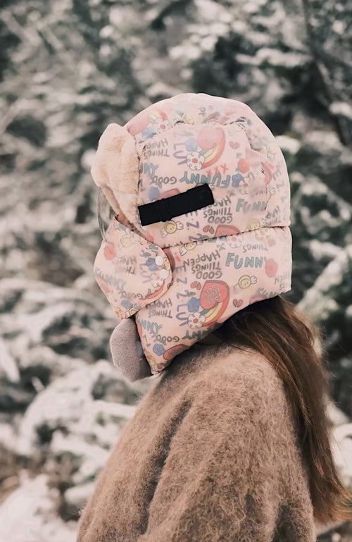 Шапка Жіноча лижна шапка з маскою 3 в 1 Рожева - Kashket.me Taton.shop