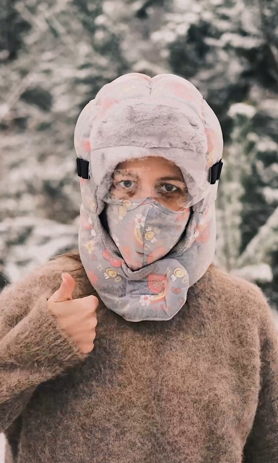 Шапка Жіноча лижна шапка з маскою 3 в 1 Синя - Kashket.me Taton.shop